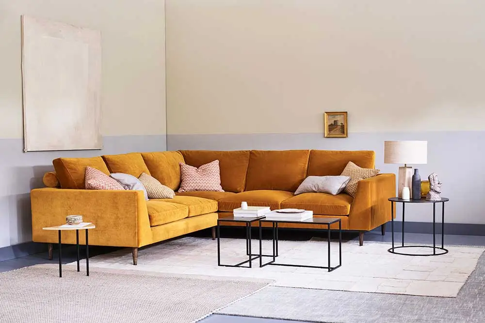orange sofa in orange model