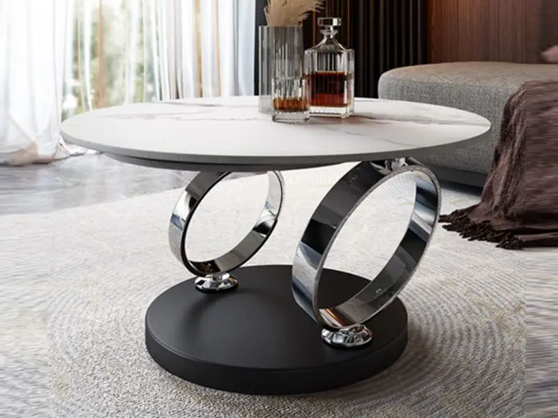 round tea table Modern simple imported rock plate rotating creative multi functional light luxury