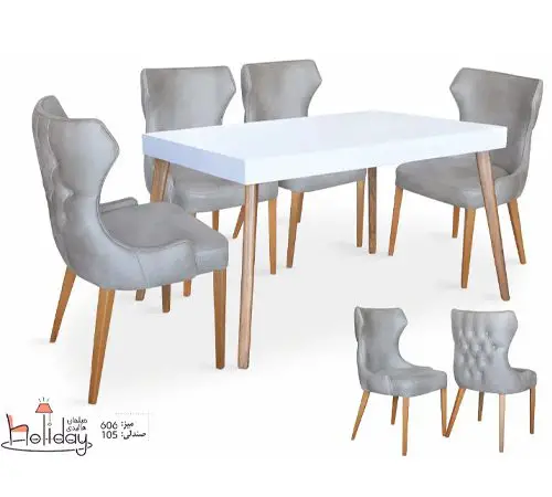 dining table and chairs code 606 and 105 gray 1