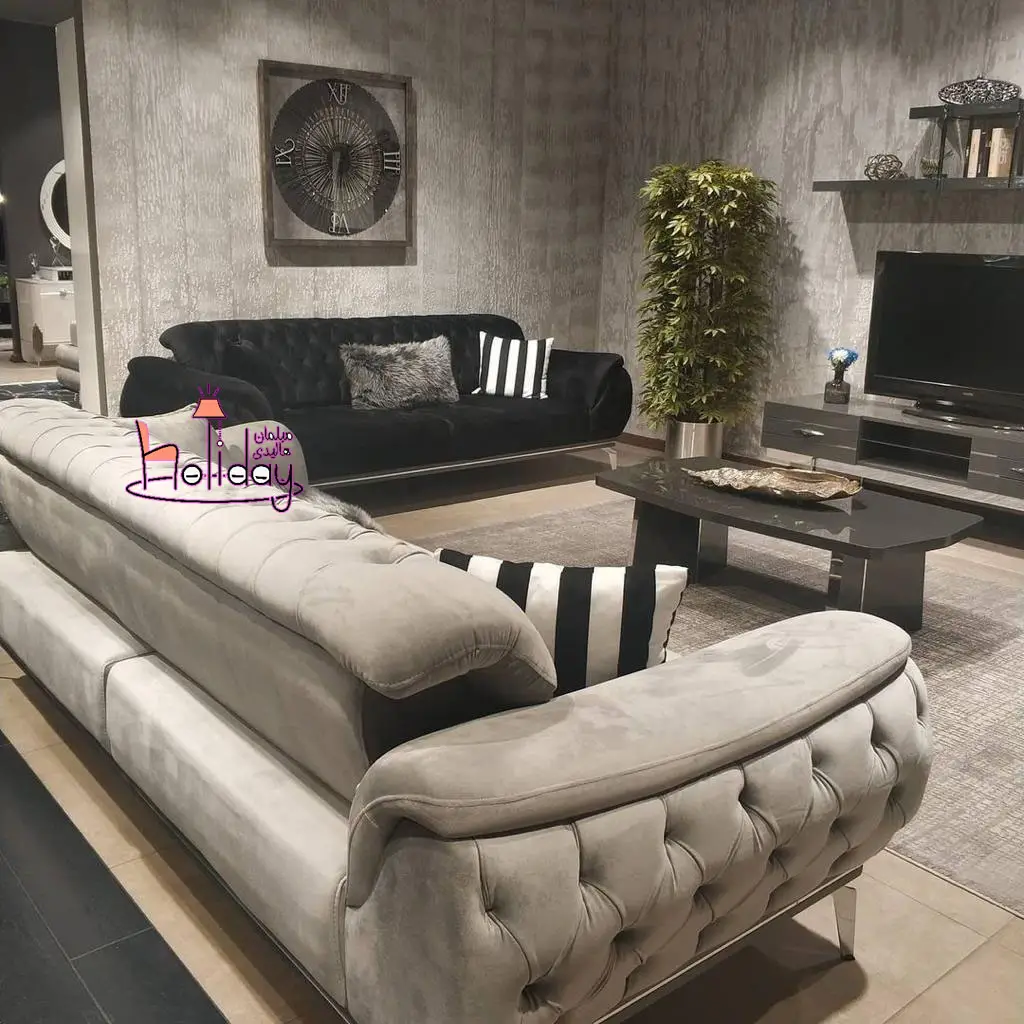 A sample of Patrice sofa in special gray black color