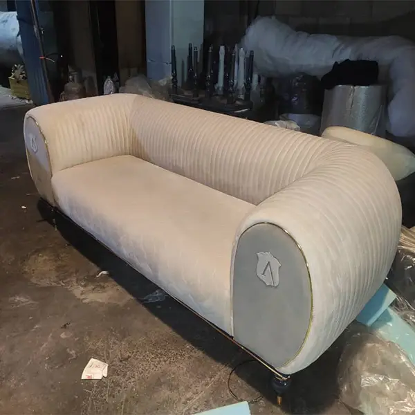 A sample of the Viana sofa in a stylish cream gray color design