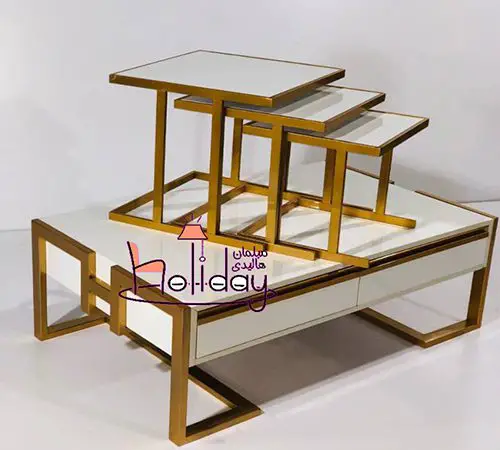 Alborz model sofa table white and gold color