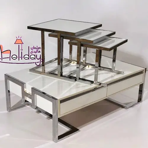 Alborz model sofa table white and silver color