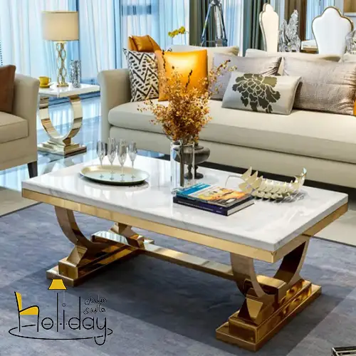 Golden steel sofa table