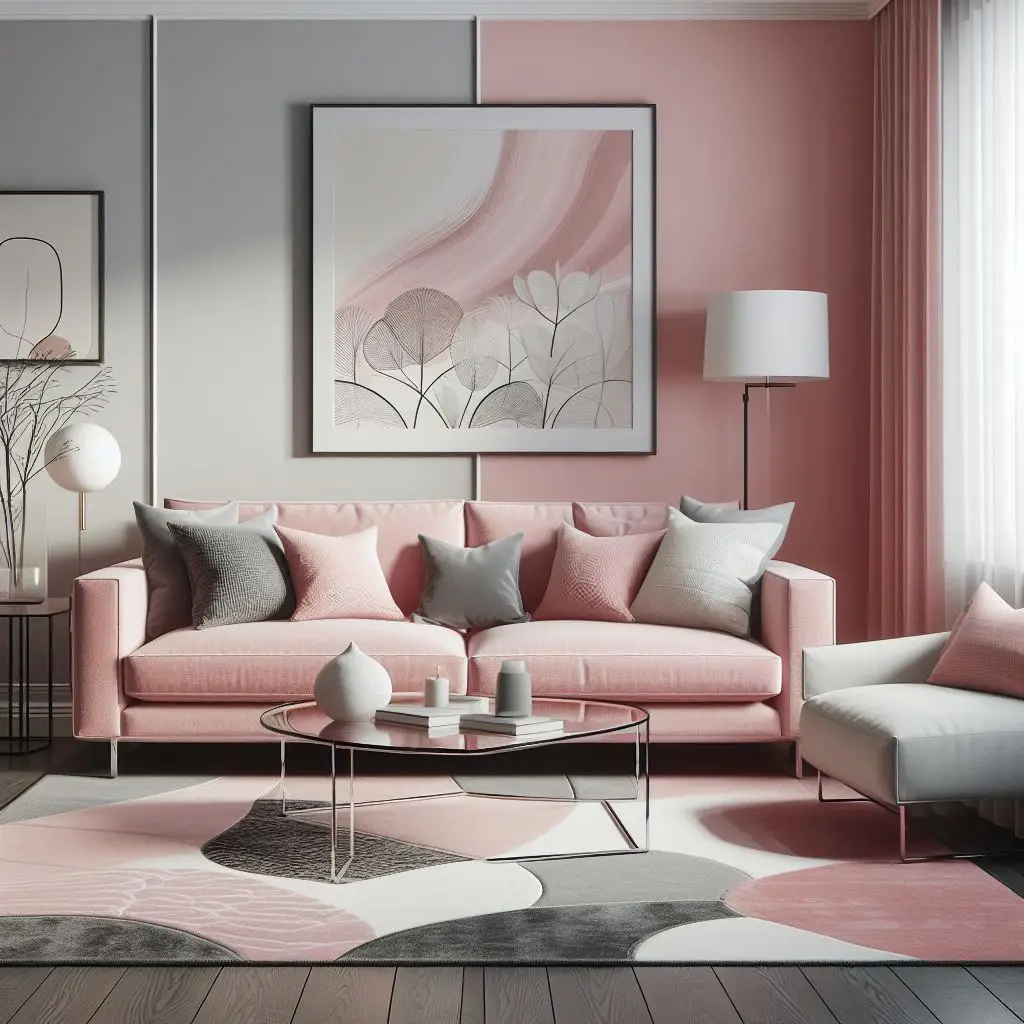 Gray and pink sofa 1