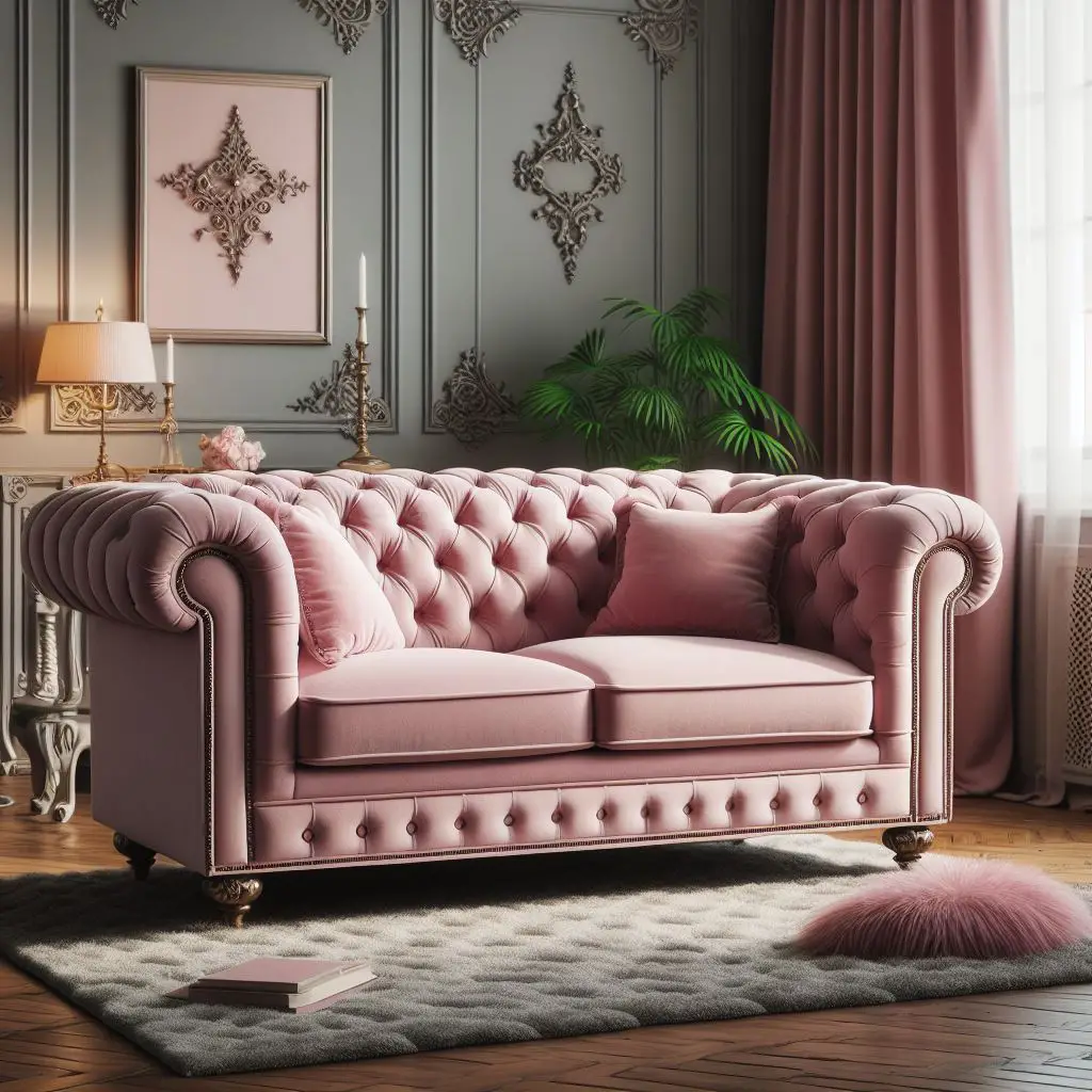 Gray pink Chester sofa 4