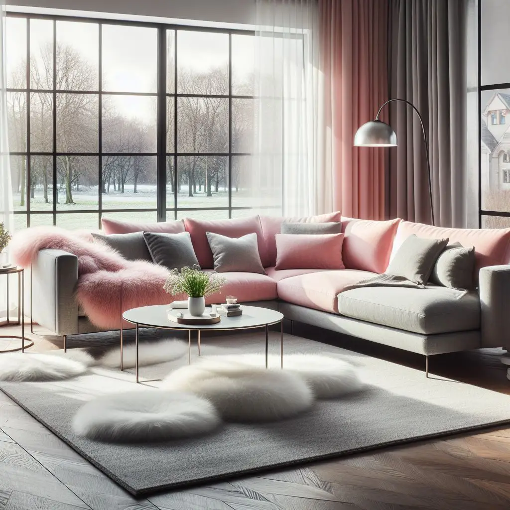 Gray pink l sofa 3