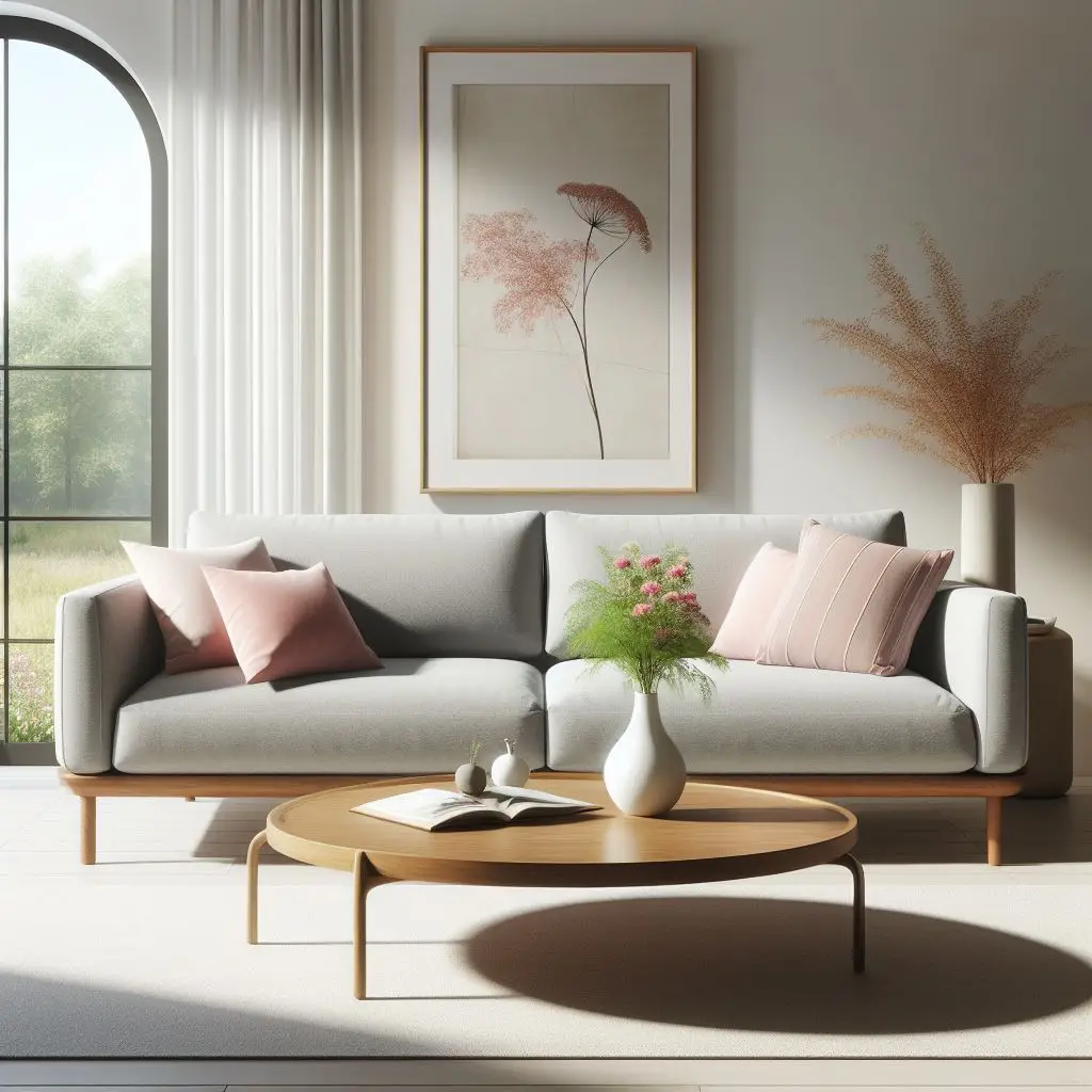 Gray pink minimal sofa 1