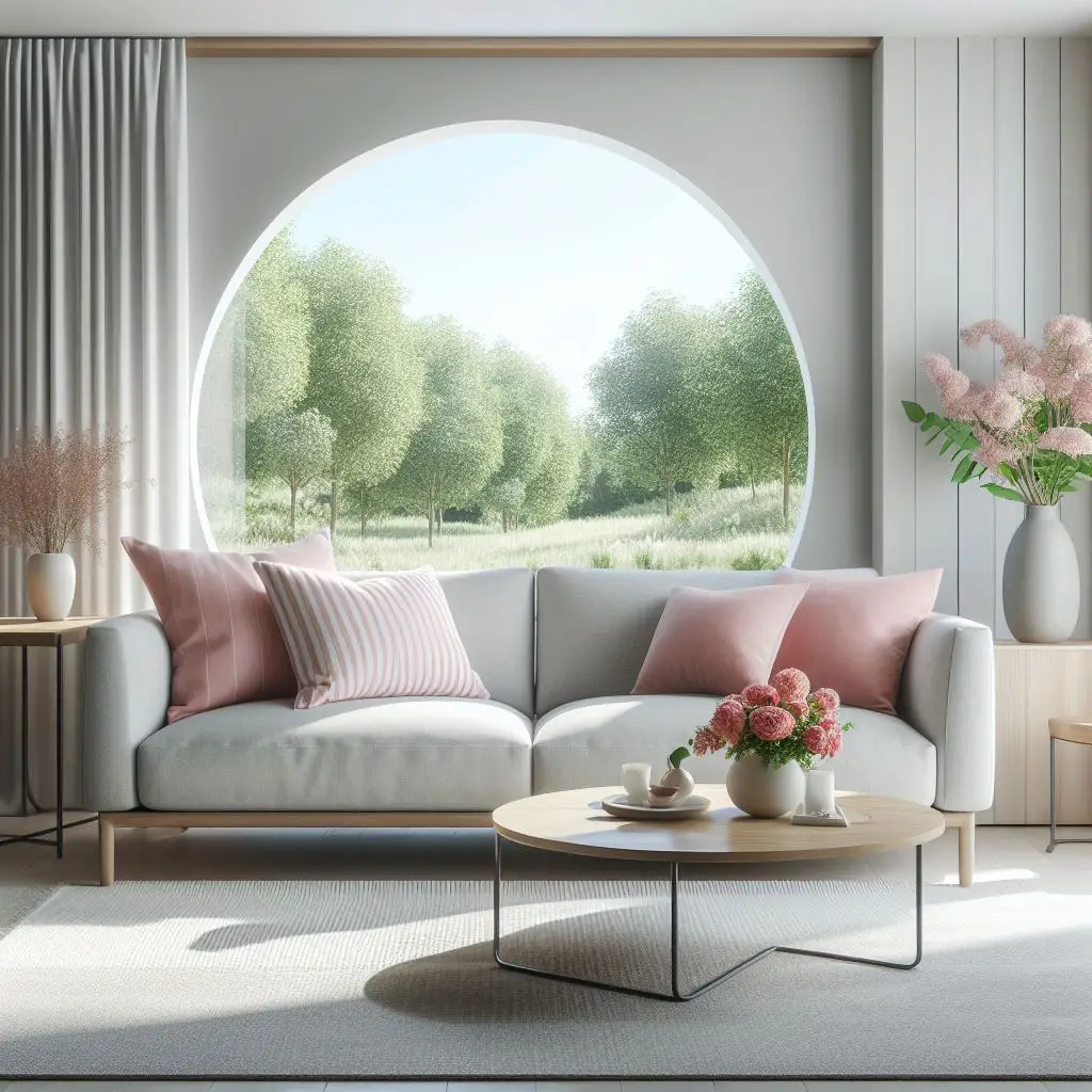 Gray pink minimal sofa 4