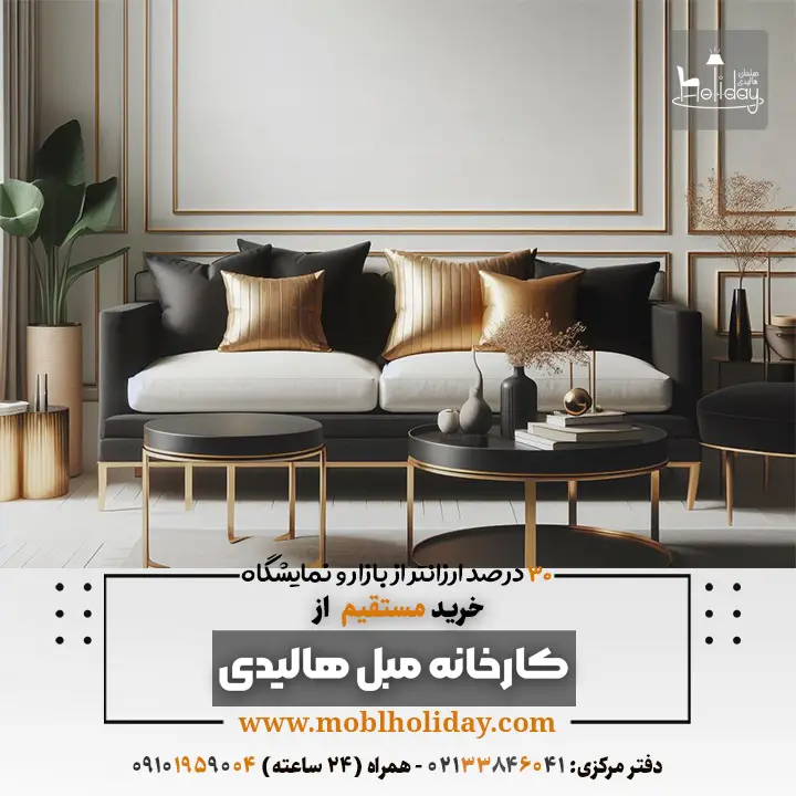 minimal Black and gold sofa