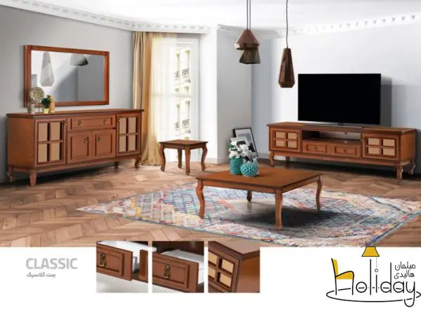 Console mirror set TV table and sofa table classic model