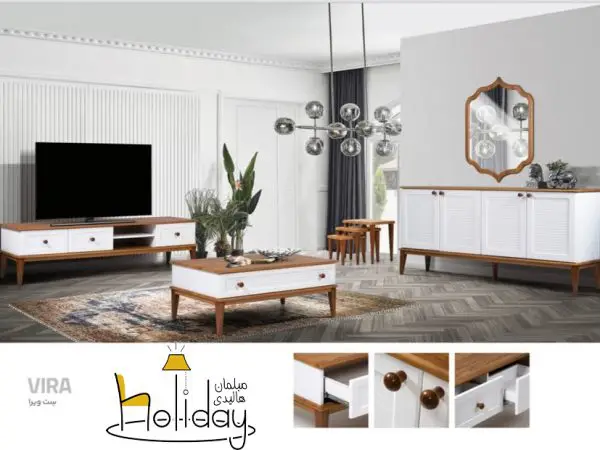 Mirror and console set TV table and front sofa table of Vira model