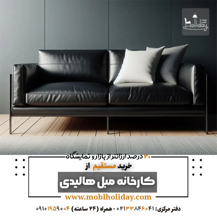 Black and white leather minimal sofa