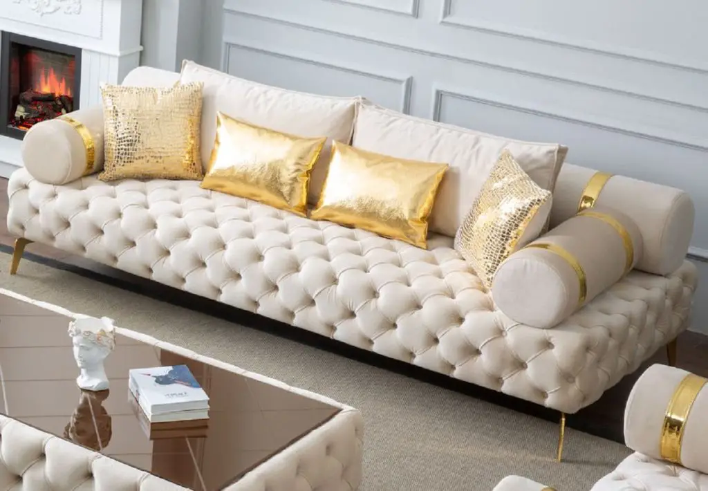 Golden cream sofa