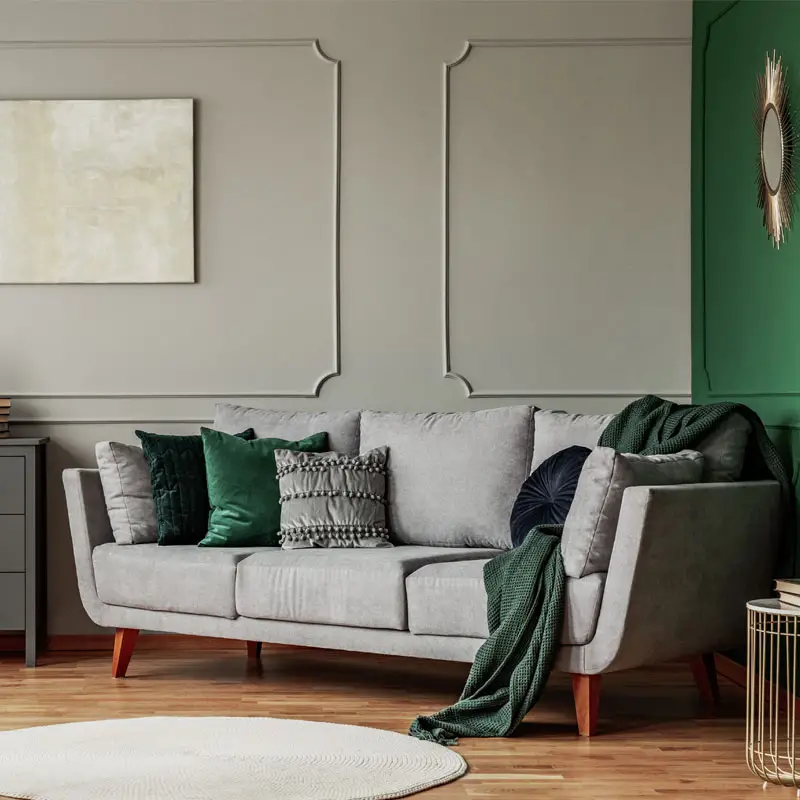 Green and gray sofa